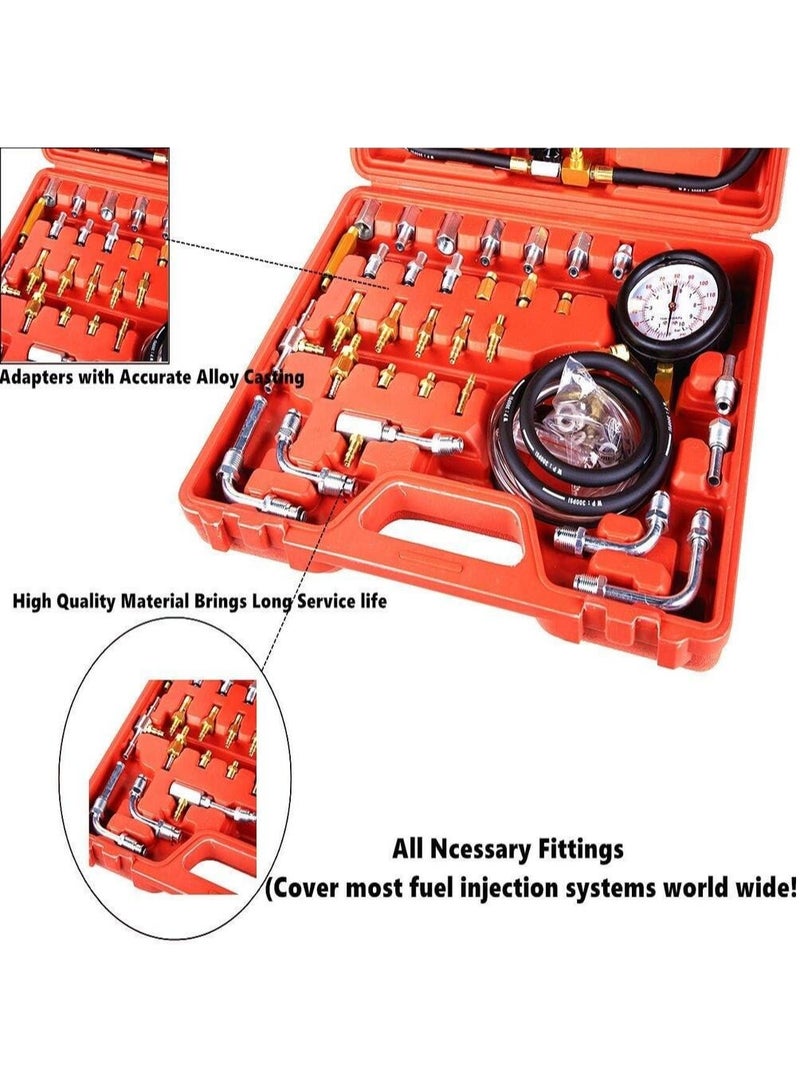 TU-443 Universal Fuel Pressure Gauge Kit - 0-140 PSI/10 Bar Dual Dial Diagnostic Tool for Cars & Trucks - Image 4